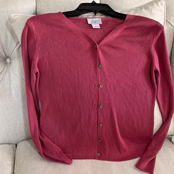 Ann Taylor Loft 100% silk knit cardigan button down jacket size S - Picture 3 of 12